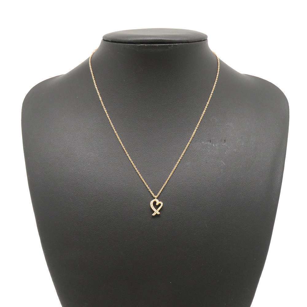 Tiffany Necklace Loving Heart Pendant Paloma Picasso Diamond Pink Gold View 2